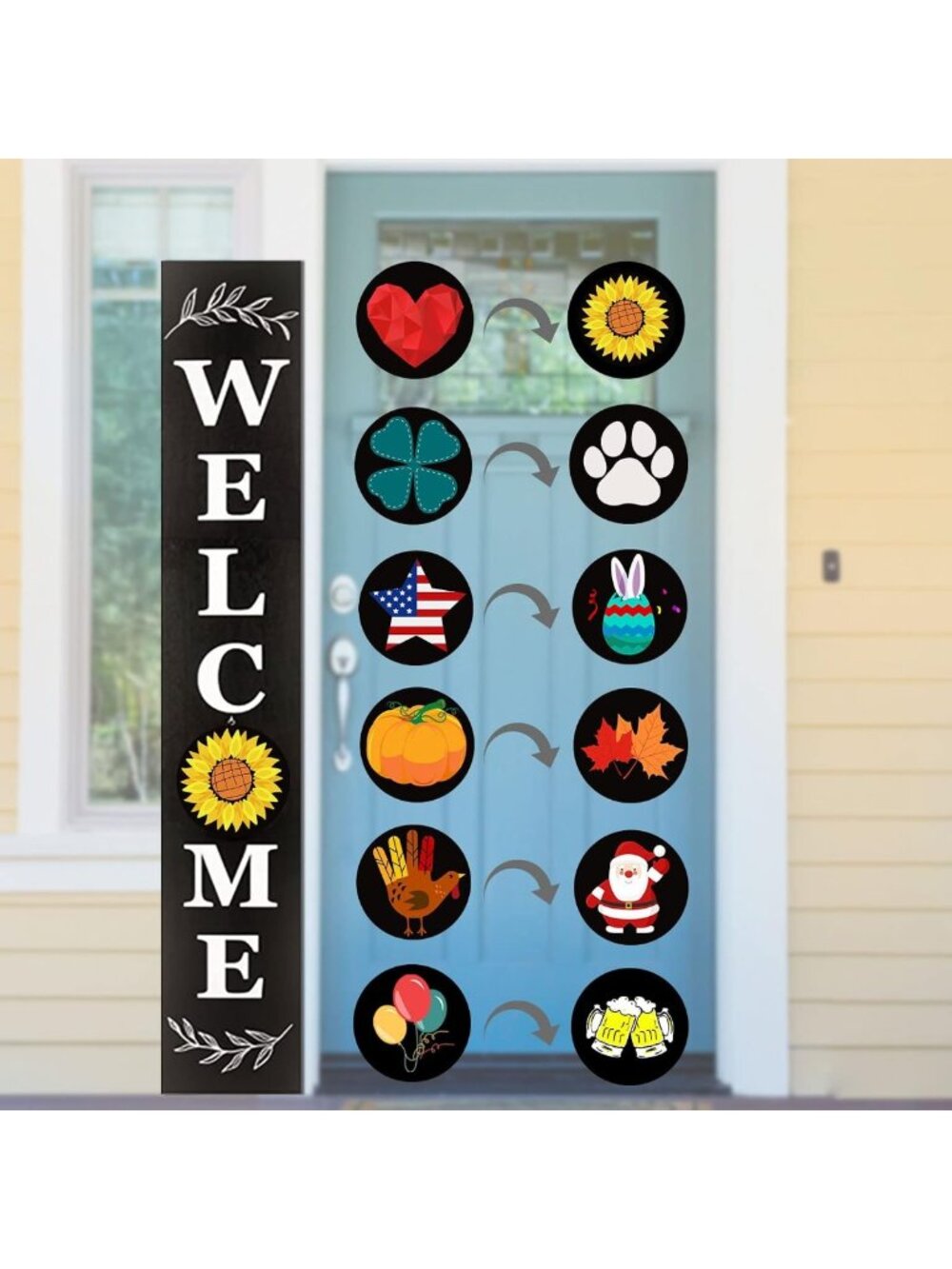 Interchangeable Welcome Sign for Front Porch Decor - Seasonal Home Accent